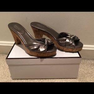 Coach “Karen Metallic Kid” Gunmetal Sandals 7.5 M